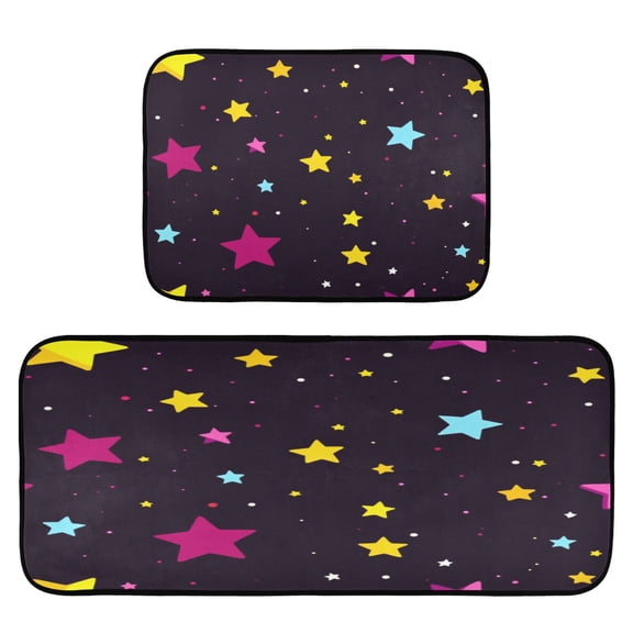 Cosmic Stars 2-Piece Kitchen Carpet Mat Set, Non-Slip Memory Foam, Soft for Kitchen and Living Room Use