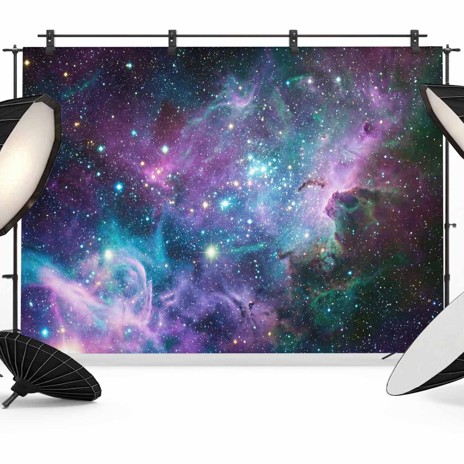 Cosmic Stars Photography Backdrop 7x5FT, Purple Pink Starry Sky Gradual ...