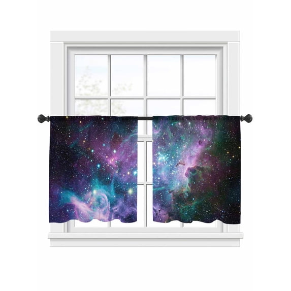 Cosmic Stars Sheer Curtains 2 Panels Set Purple Pink Starry Sky Gradual Abstract Sheer Window Curtains Light Filtering Rod Pocket Voile Drapes for Bedroom Living Room 52"x54"