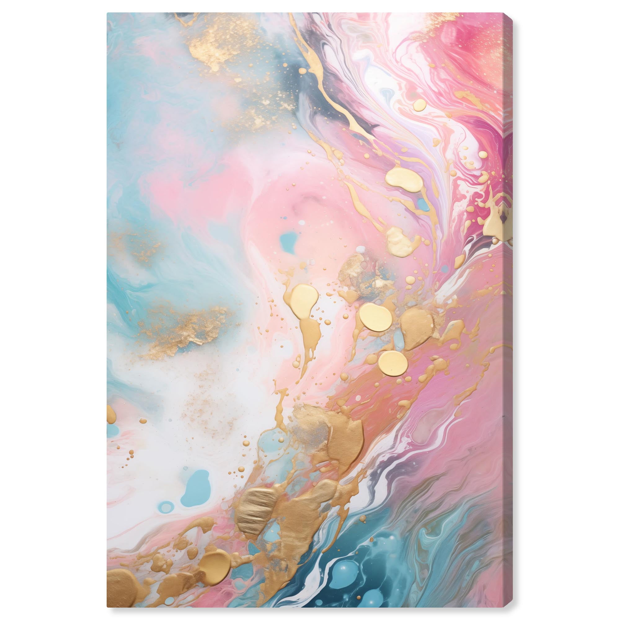 Cosmic Streams Abstract Canvas Wall Art in Pink and Blue, 10" x 15"