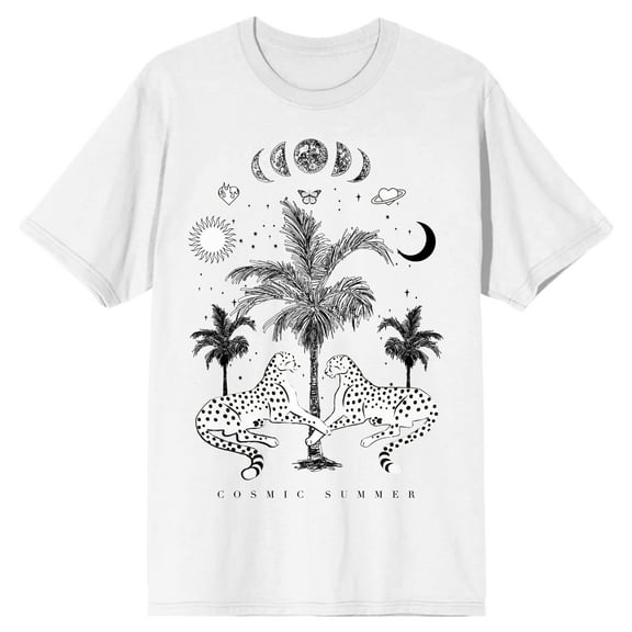 Cosmic Summer Men's White Short Sleeve Crew Neck Tee-Medium