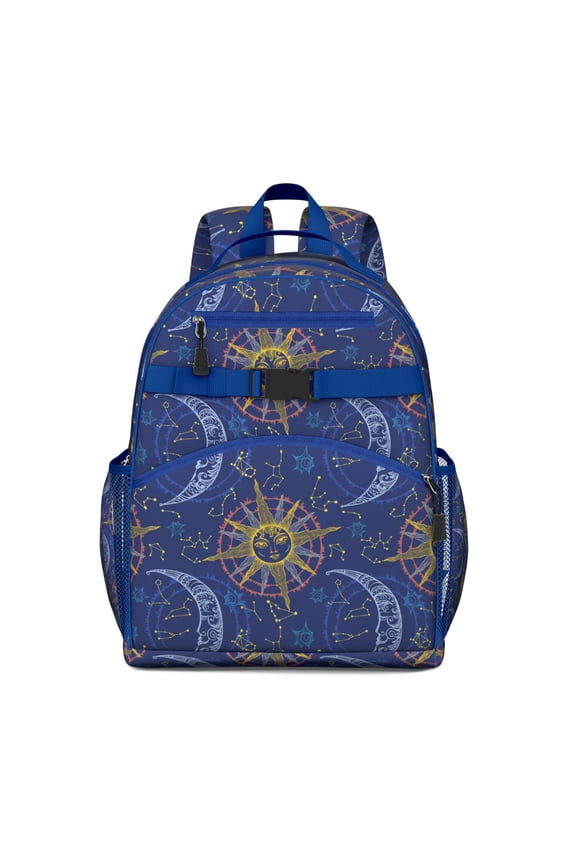 Cosmic Sunburst Backpack - Ergonomic Travel Daypack with Side Pockets, Waterproof & Breathable Fabric