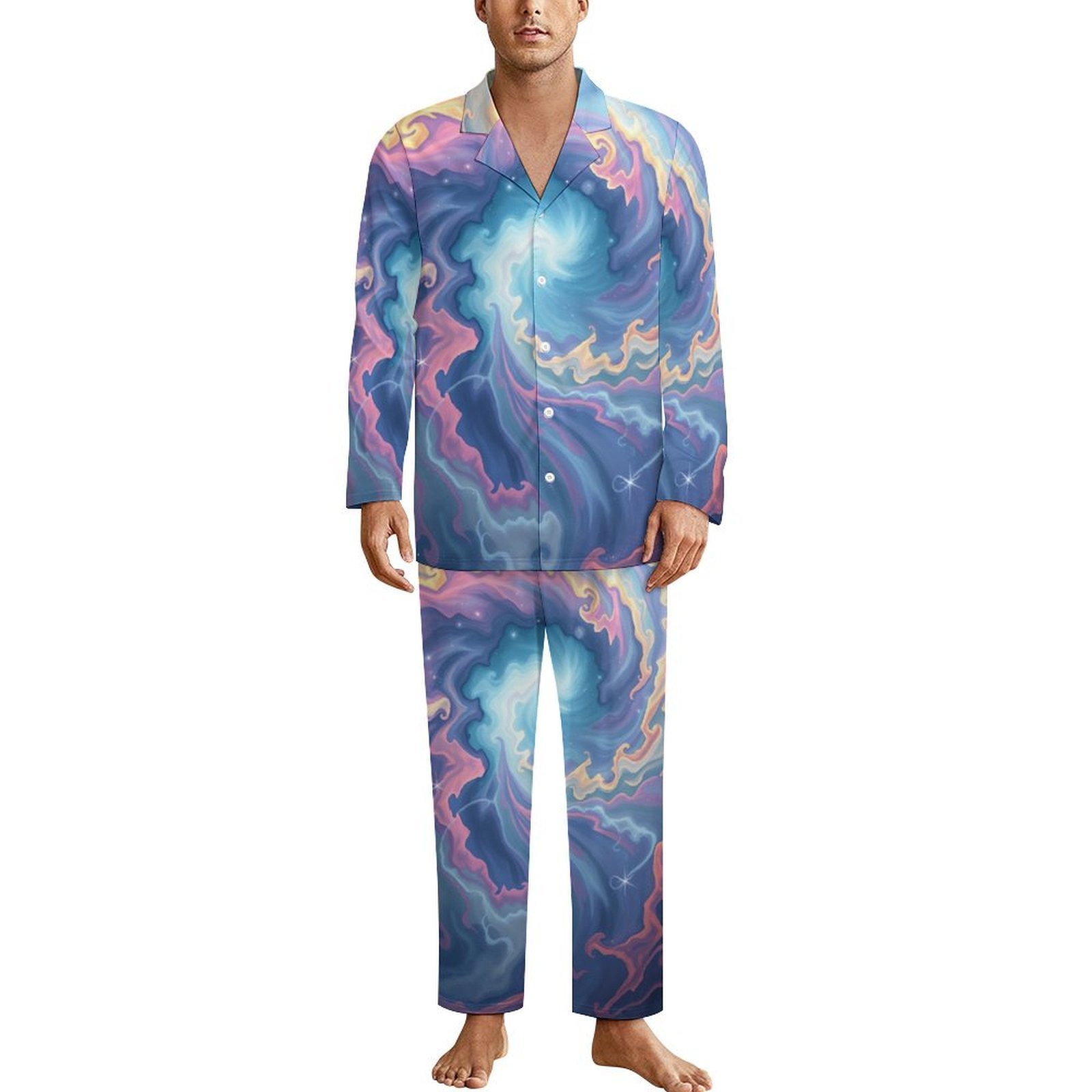 Cosmic Swirl Nebula Sleepwear Autumn Casual Oversize Pajama Sets Man ...