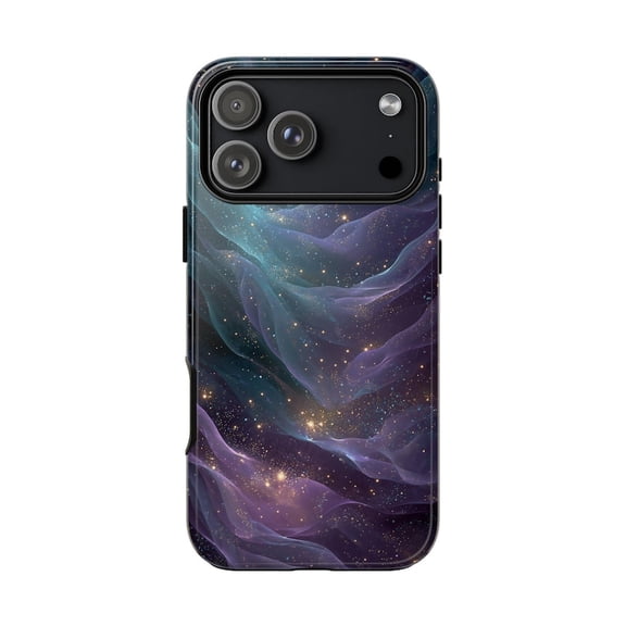 Cosmic Teal Purple Speck Wave Abstract Design Case for iPhone 17 16 15 14 13 12 11 Pro Max