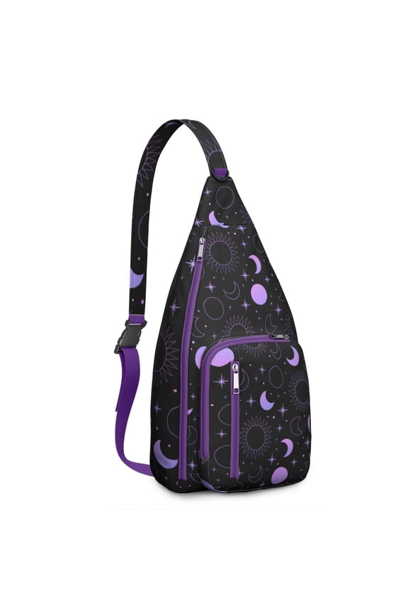 Cosmic Travel Sling Backpack&nbsp;- Gothic Galaxy Pattern Crossbody Shoulder Bag, Hidden Anti-Theft Pockets