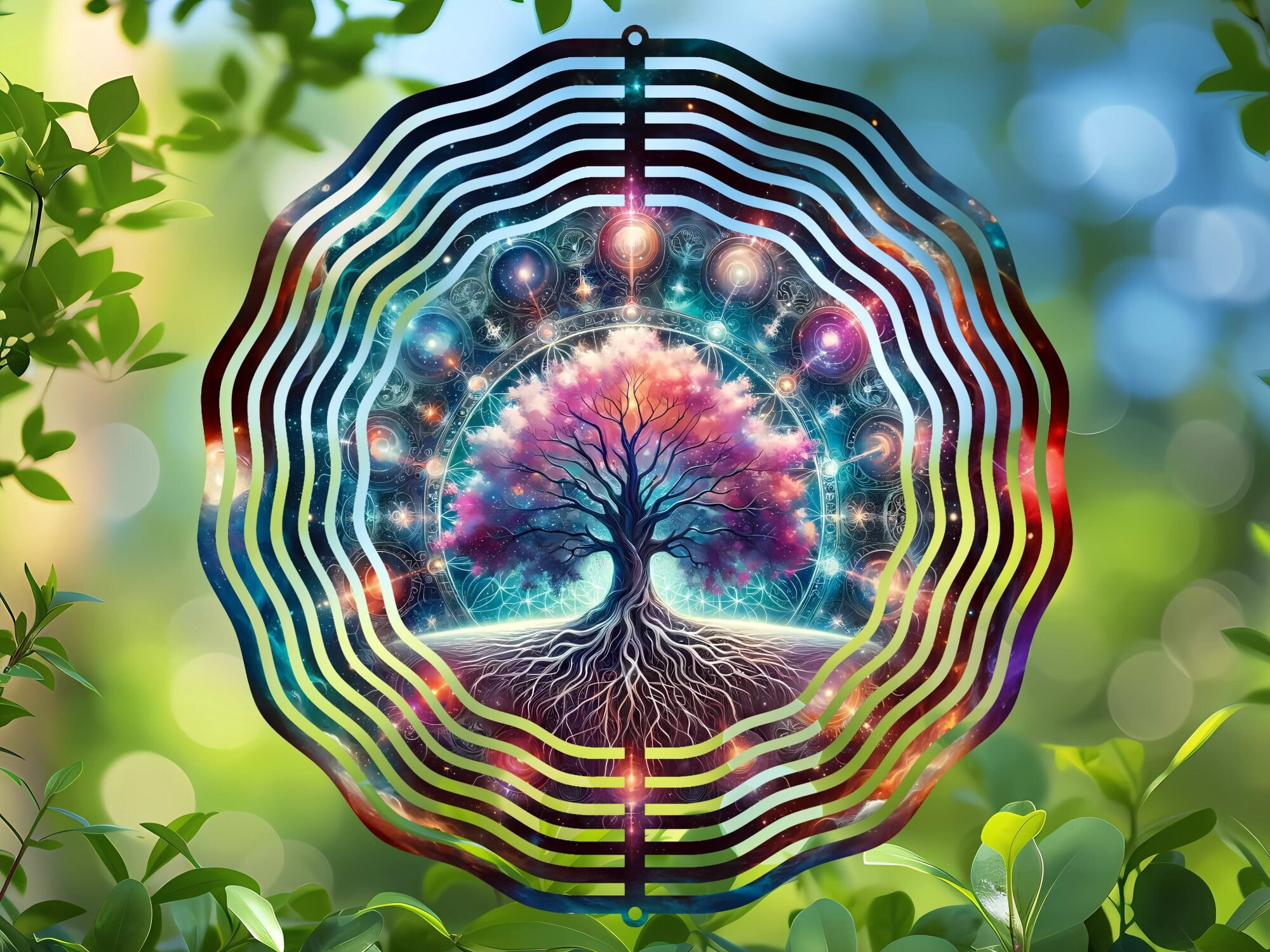 Cosmic Tree of Life 3D Wind Spinner, Kinetic Stainless Steel Hanging ...