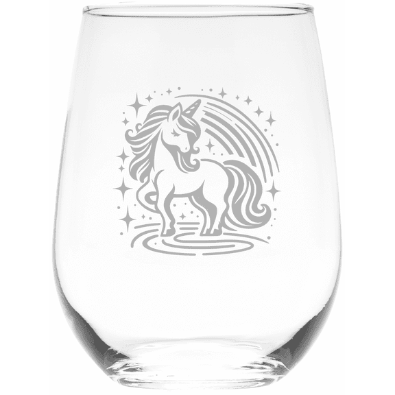 C&M Personal Gifts 17 oz Cosmic Unicorn Stemless Wine Glass