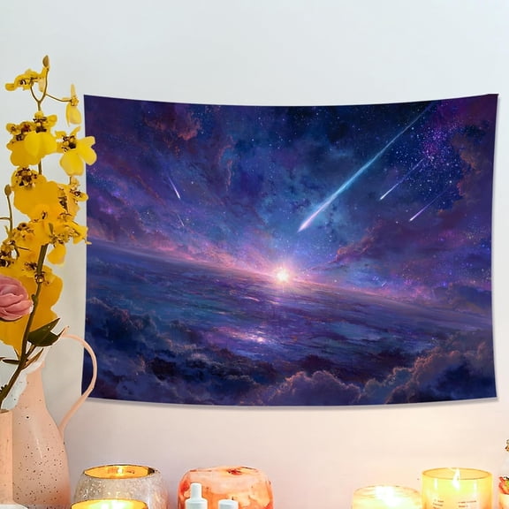 Cosmic Violet Starry Tapestry, Celestial Wall Art for Bedroom, Living Room, Dorm, Aesthetic Galaxy Decor 40x30 Inch
