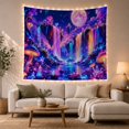 thumbnail image 1 of Cosmic Waterfalls on Floating Islands in Deep Starry Night Sky, Dreamy Surreal for Space Lovers, Ethereal Wall Art, Housewarming Gift, Tapestry Wall Hanging for Bedroom and Dorm Room, 1 of 7