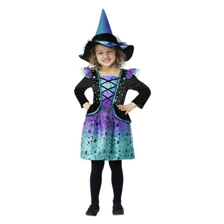 Cosmic Witch Costume Child Black Purple Turquoise Cosmic Witch Costume Child Black Purple Turquoise
