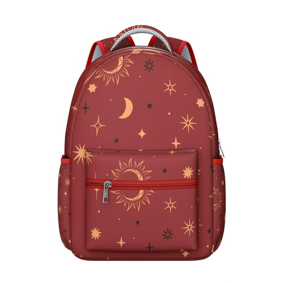 Cosmic Witchy Student Backpack Waterproof Durable School Bag with Gothic Moon and Starry Night Print, Adjustable Straps, Breathable Foam Padding for Daily Use