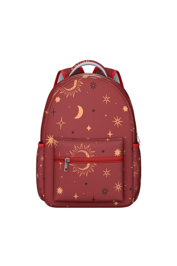 Cosmic Witchy Student Backpack Waterproof Durable School Bag with Gothic Moon and Starry Night Print, Adjustable Straps, Breathable Foam Padding for Daily Use