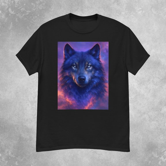 Cosmic Wolf T-Shirt, Neon Galaxy Wolf Graphic Tee, Fantasy Wildlife Art Shirt, Spirit Animal Apparel