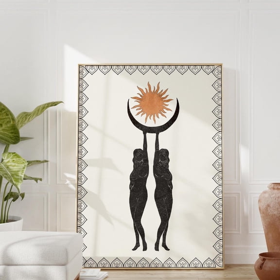 Cosmic Women Moon Crescent Witch Aesthetic Vintage Unframed Paper Print