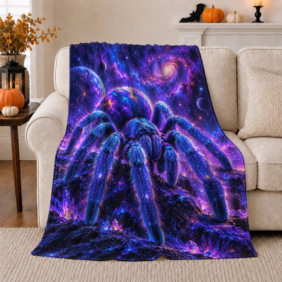 Cosmic decorative motif Crystal Rock Nebula Fantasy, Festive autumn celebration Scene, Warm Flannel Blanket for Living Room and Family Room, Art Lovers autumn celebration Gift, Festive Home Decor