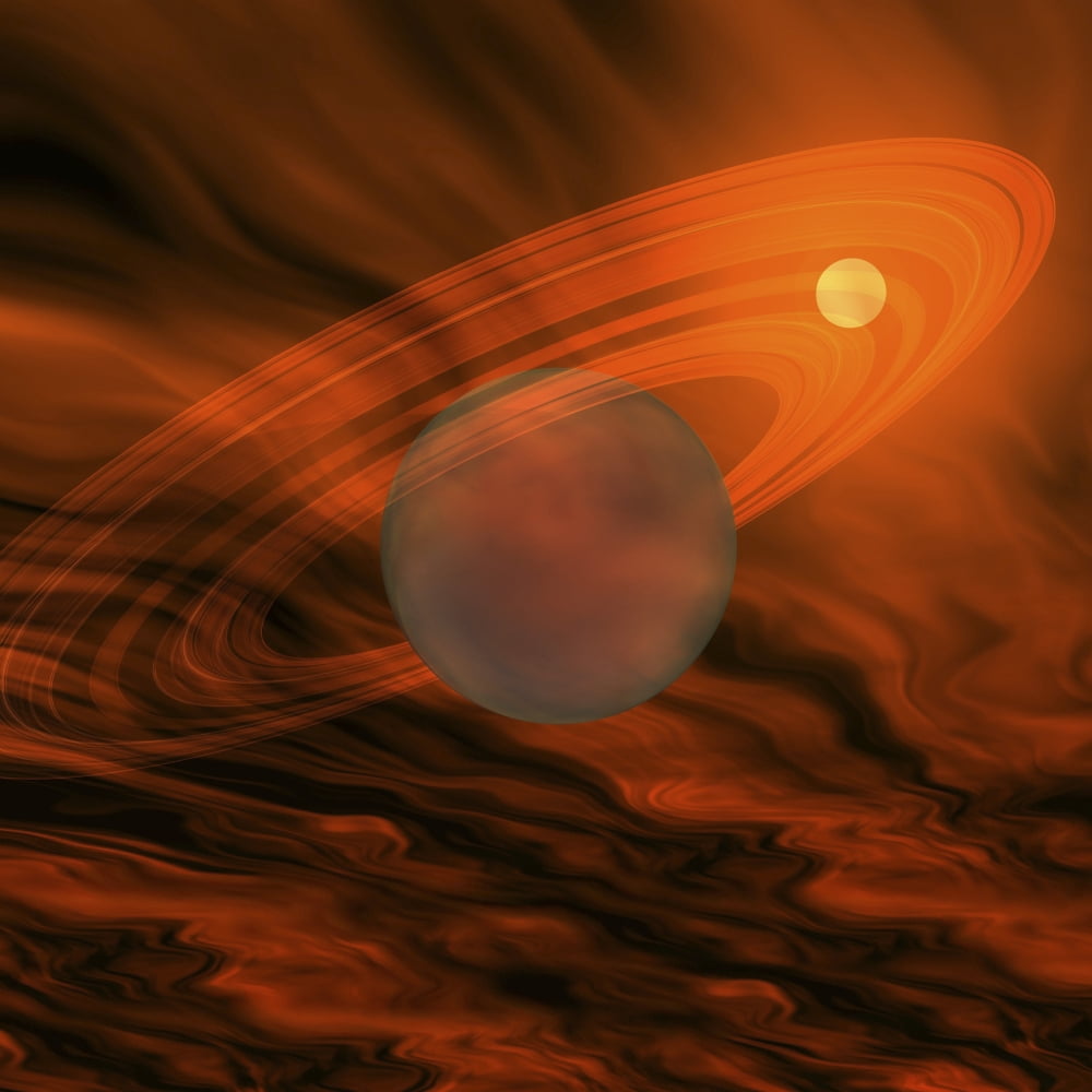 Cosmic image of a giant gaseous ringed planet Canvas Art - Corey FordStocktrek Images (28 x 28)