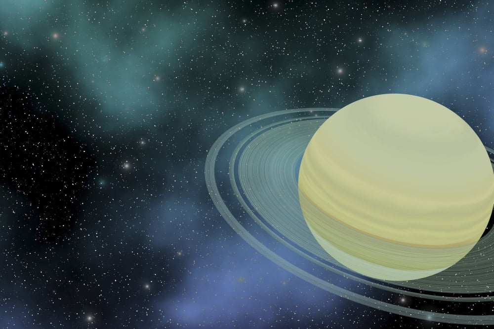 Cosmic image of our ringed planet of Saturn Canvas Art - Corey FordStocktrek Images (18 x 12)