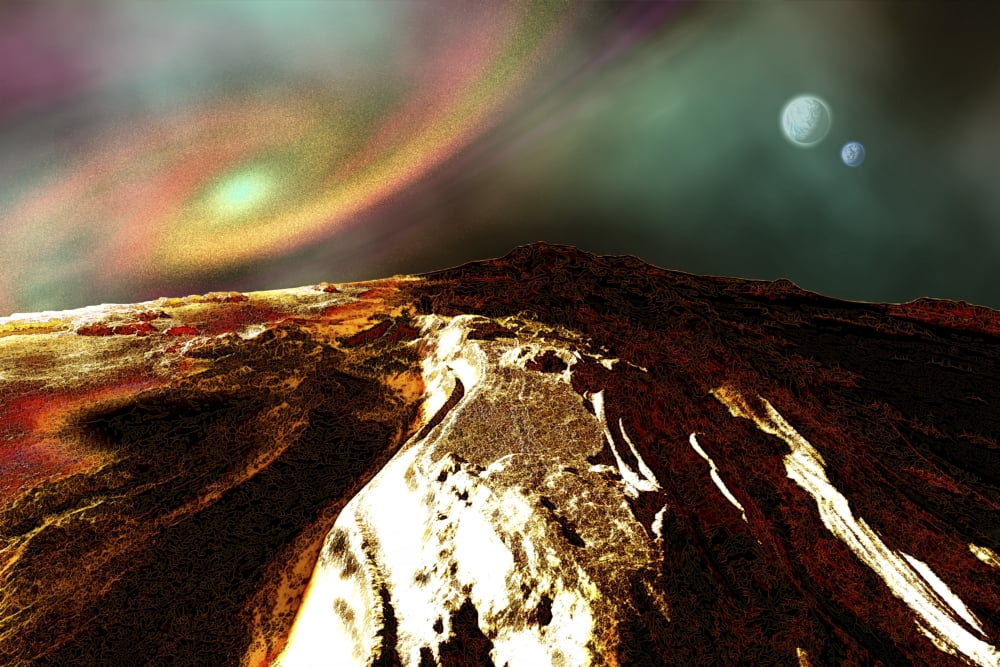 Cosmic landscape of an alien planet Canvas Art - Corey FordStocktrek Images (18 x 12)