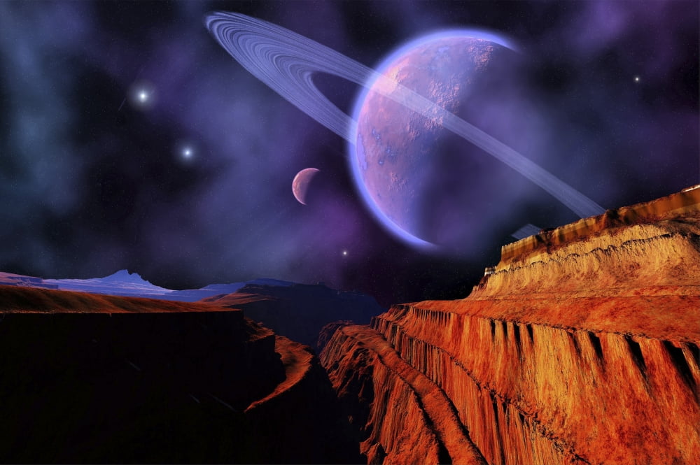 Cosmic landscape of another planet Canvas Art - Corey FordStocktrek Images (17 x 12)