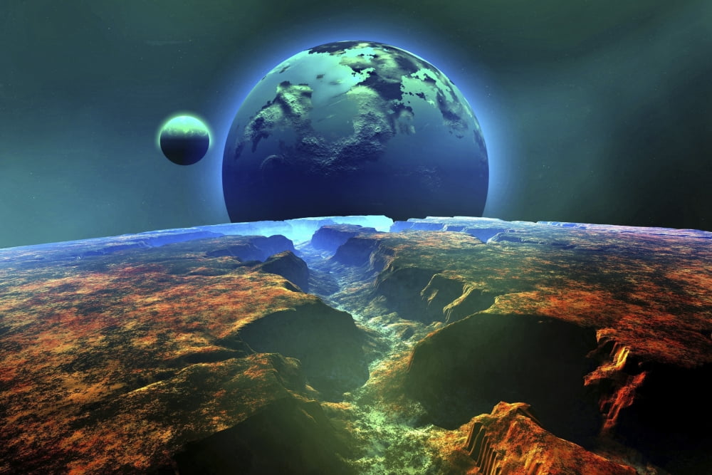 Cosmic landscape on another planet Canvas Art - Corey FordStocktrek Images (18 x 12)