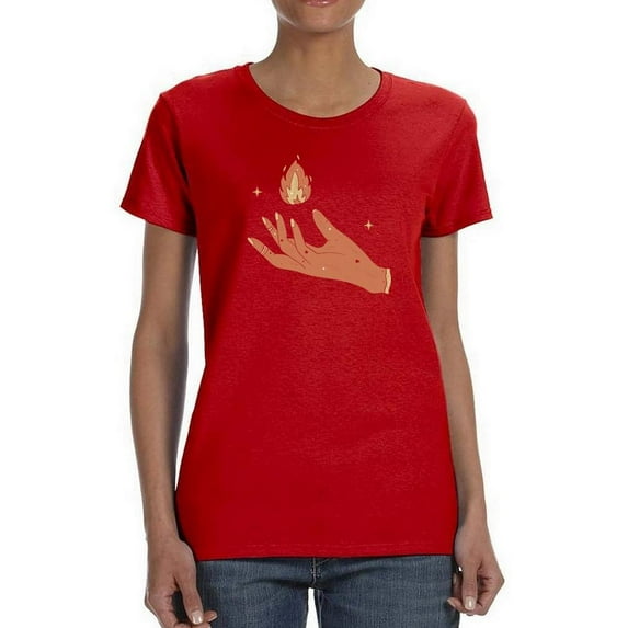 Cosmical Hand With Flame Shaped T-Shirt Women -Image by Shutterstock, Female Medium