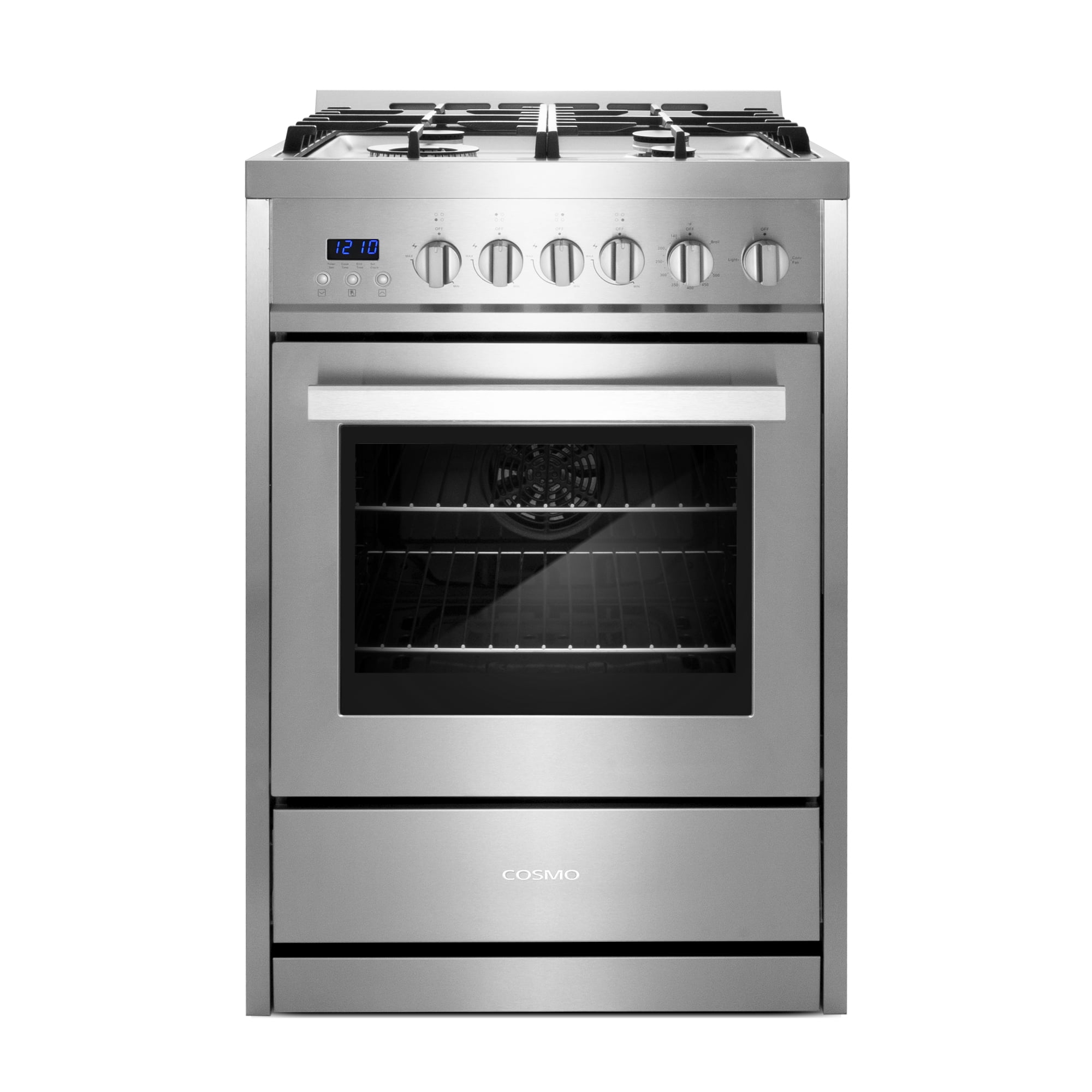 Cosmo 2.73 cu. ft. Single Oven Gas Range Kitchen Stove with 4 Burner Cooktop, Duty Cast Iron Grates in Stainless - Walmart.com