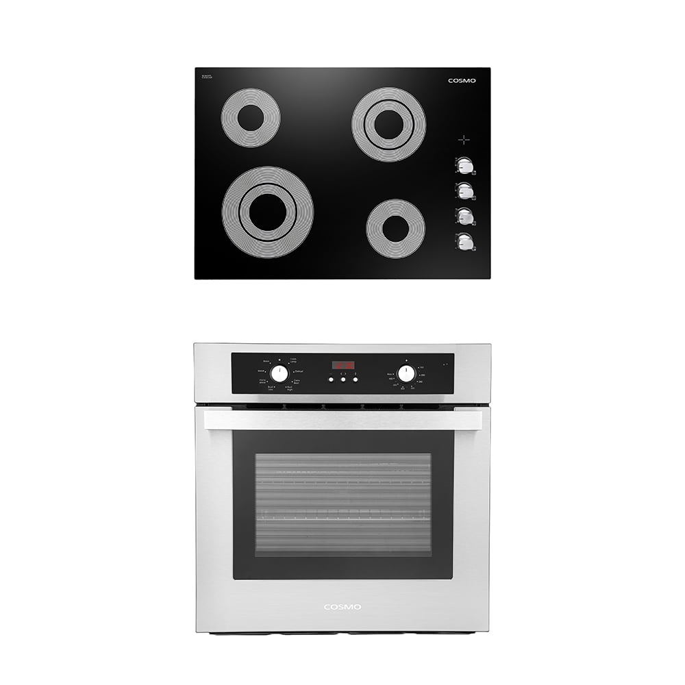 Cosmo 2 Piece Kitchen Appliance Packages with 30" Electric Cooktop & 24" Electric Wall Oven Kitchen Appliance Bundles