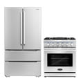 thumbnail image 1 of Cosmo 2 Piece Kitchen Appliance Packages with 30" Free Standing Gas Range Kitchen Stove & French Door Refrigerator Kitchen Appliance Bundles, 1 of 10