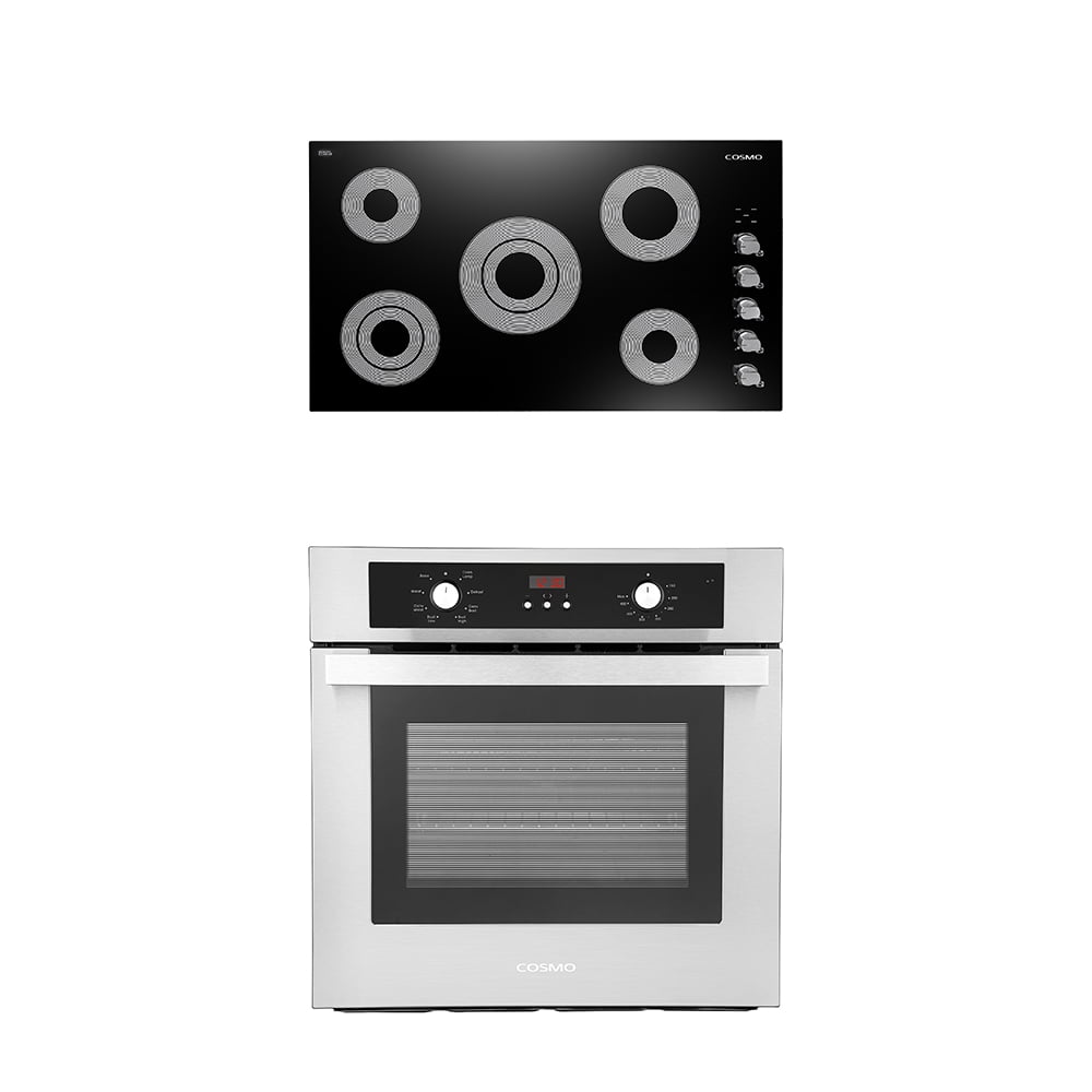 Cosmo 2 Piece Kitchen Appliance Packages with 36" Electric Cooktop & 24" Electric Wall Oven Kitchen Appliance Bundles