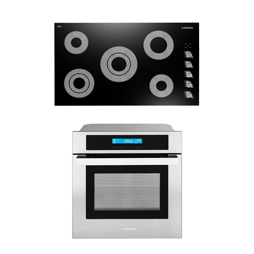 Cosmo 2 Piece Kitchen Appliance Packages with 36" Electric Cooktop & 24" Electric Wall Oven Kitchen Appliance Bundles