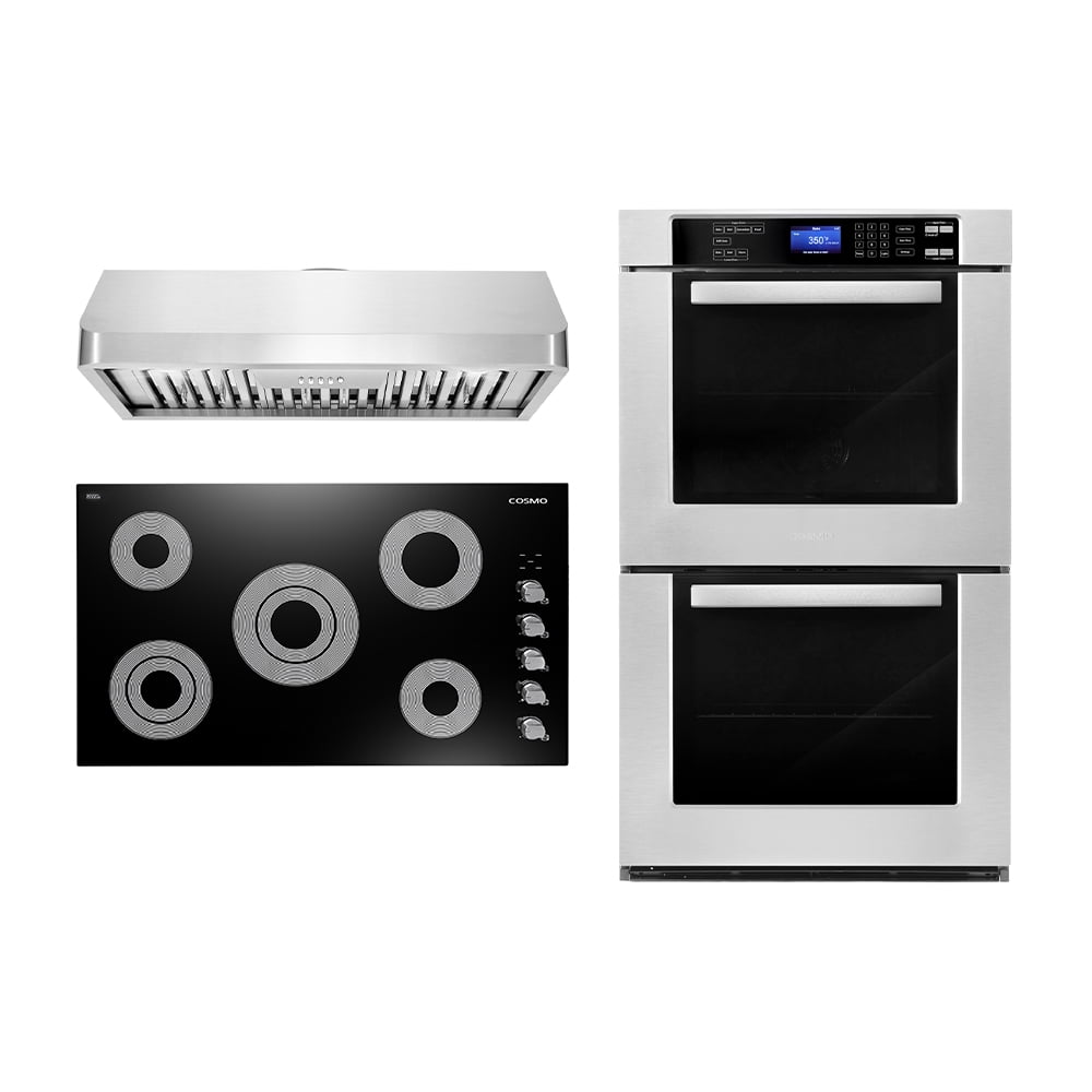 Cosmo 3Piece 36" Electric Cooktop 36" Under Range Hood 30