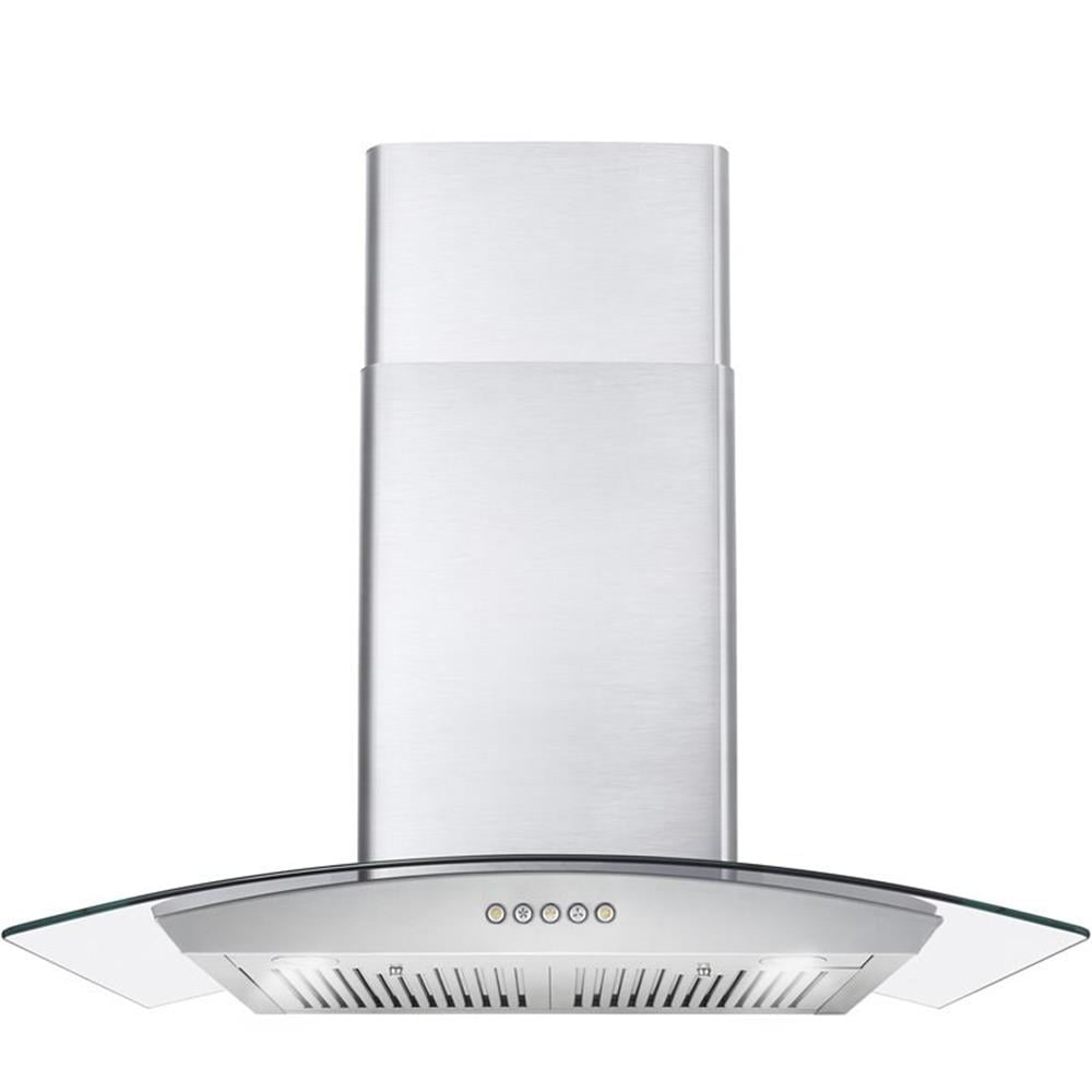 30-Inch Stainless Steel Wall Mount Convertible Range Hood with Glass Canopy
