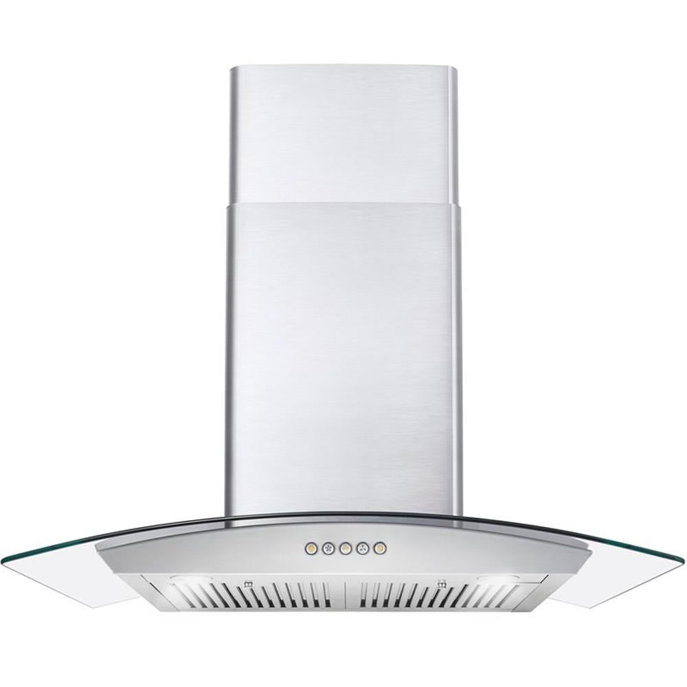 30-Inch Stainless Steel Wall Mount Convertible Range Hood with Glass Canopy