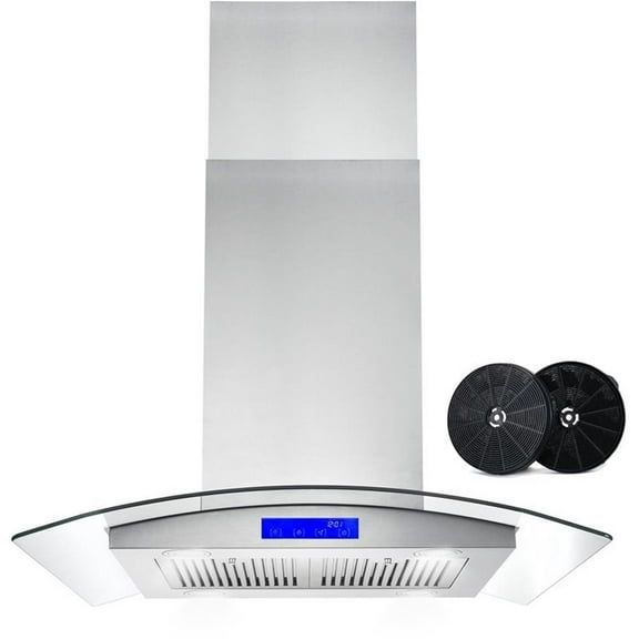 Cosmo 30" 380 CFM Ductless Island Range Hood Kitchen Hood in Stainless Steel
