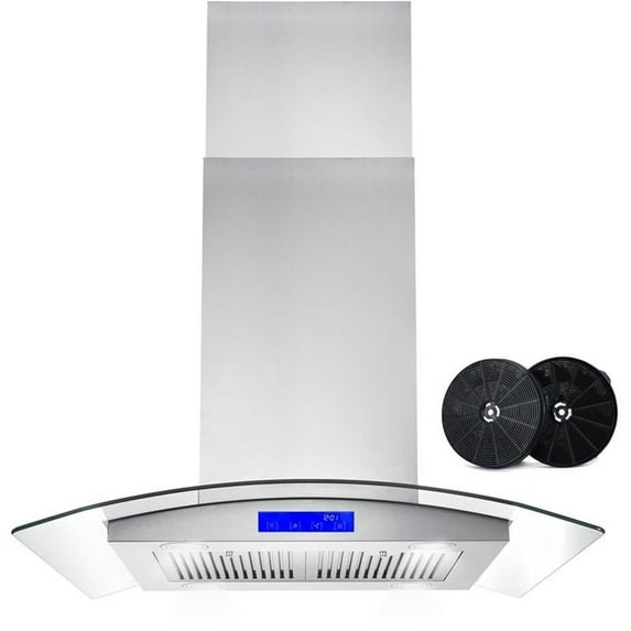 Cosmo 30" 380 CFM Ductless Island Range Hood Kitchen Hood in Stainless Steel