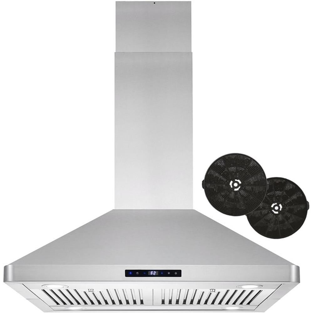 30" Stainless Steel Convertible Island Range Hood with Charcoal Filter