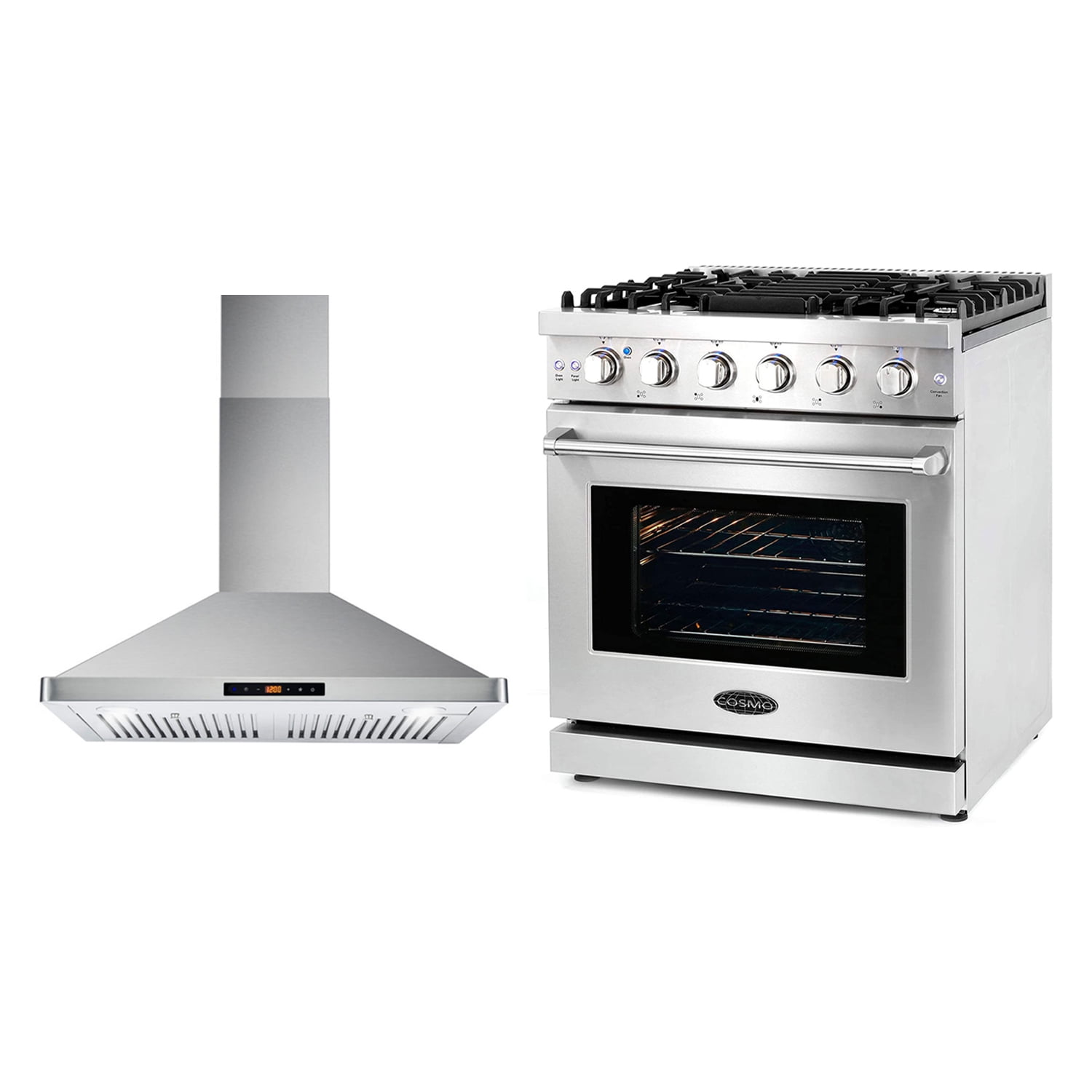 Cosmo 30 Inch 4.5 Cubic Foot Gas Range Convection Oven & Wall Mount