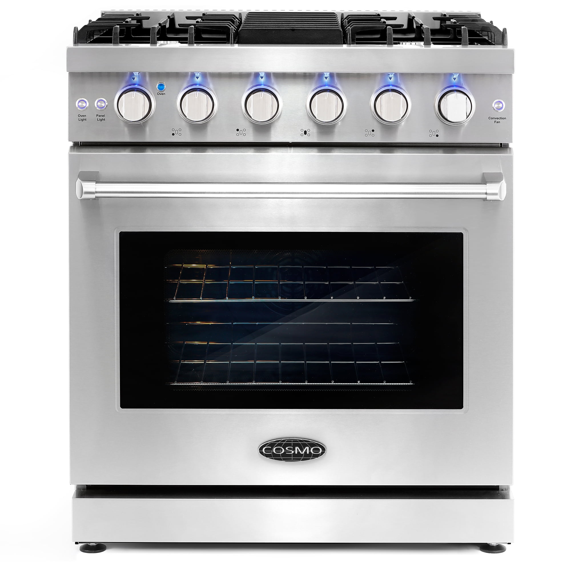 Cosmo 30 Inch 4.5 Cubic Foot Gas Range Kitchen Stove Convection Oven with 5  Sealed Burners 