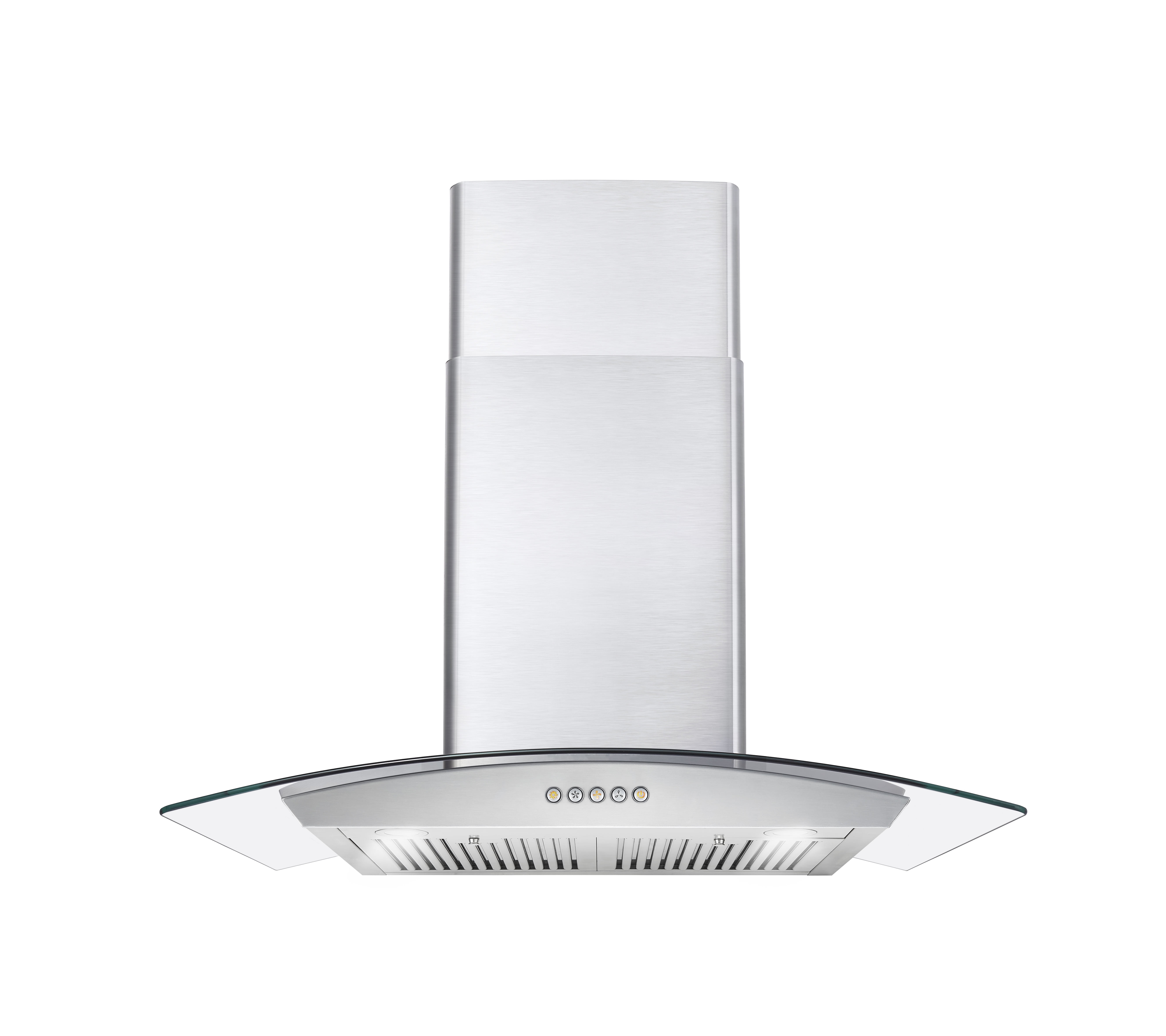 30-Inch Stainless Steel Wall Mount Convertible Range Hood with Glass Canopy