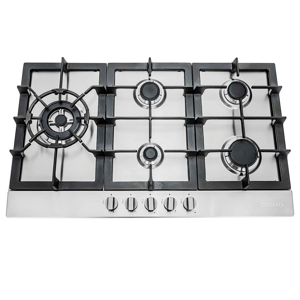 Cosmo 30 in. Gas Cooktop in Stainless Steel with 5 Sealed Brass Burners
