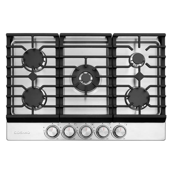Cosmo 30 in. Haven Collection Drop-in Gas Cooktop with 5 Sealed Burners, Cast Iron Grates in Stainless Steel