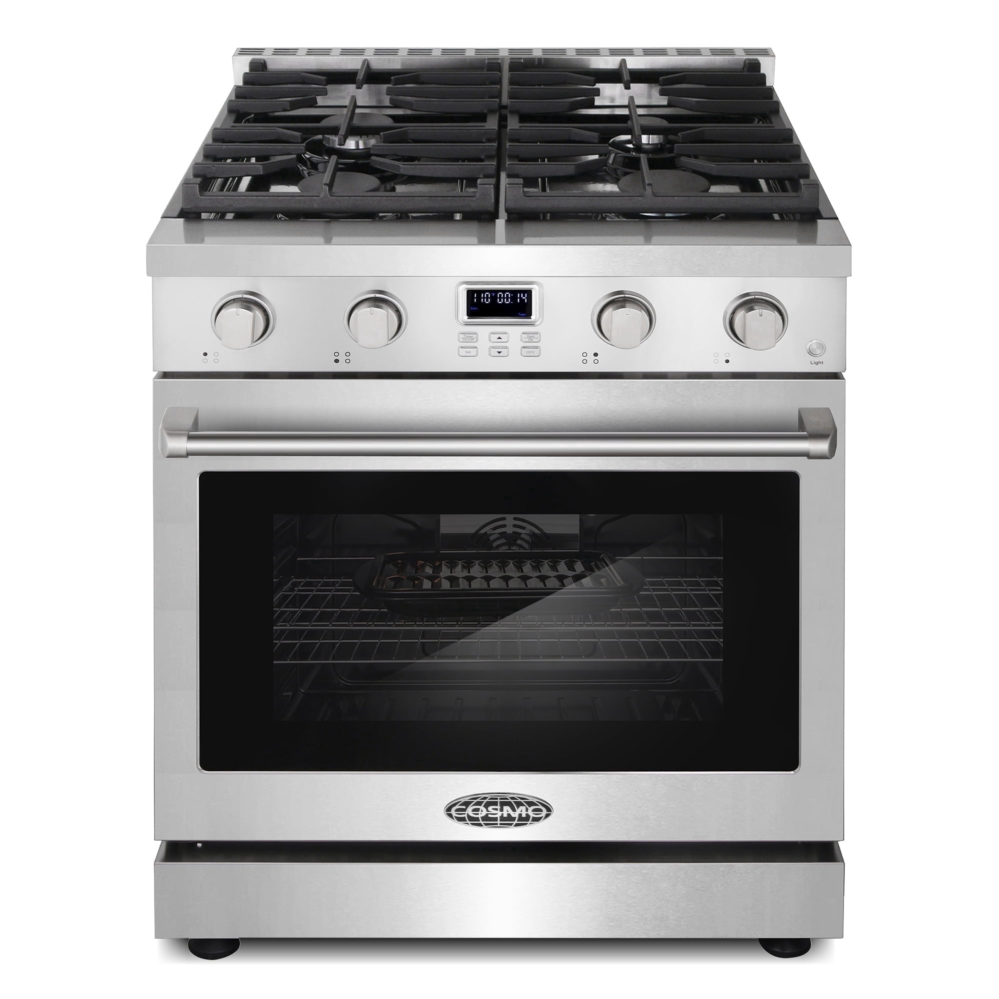 Cosmo 30 in. Lumin Collection 4.8 cu. ft. Gas Range with 4 Sealed Gas Burners and Convection Oven in Stainless Steel