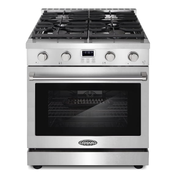 Cosmo 30 in. Lumin Collection 4.8 cu. ft. Gas Range with 4 Sealed Gas Burners and Convection Oven in Stainless Steel