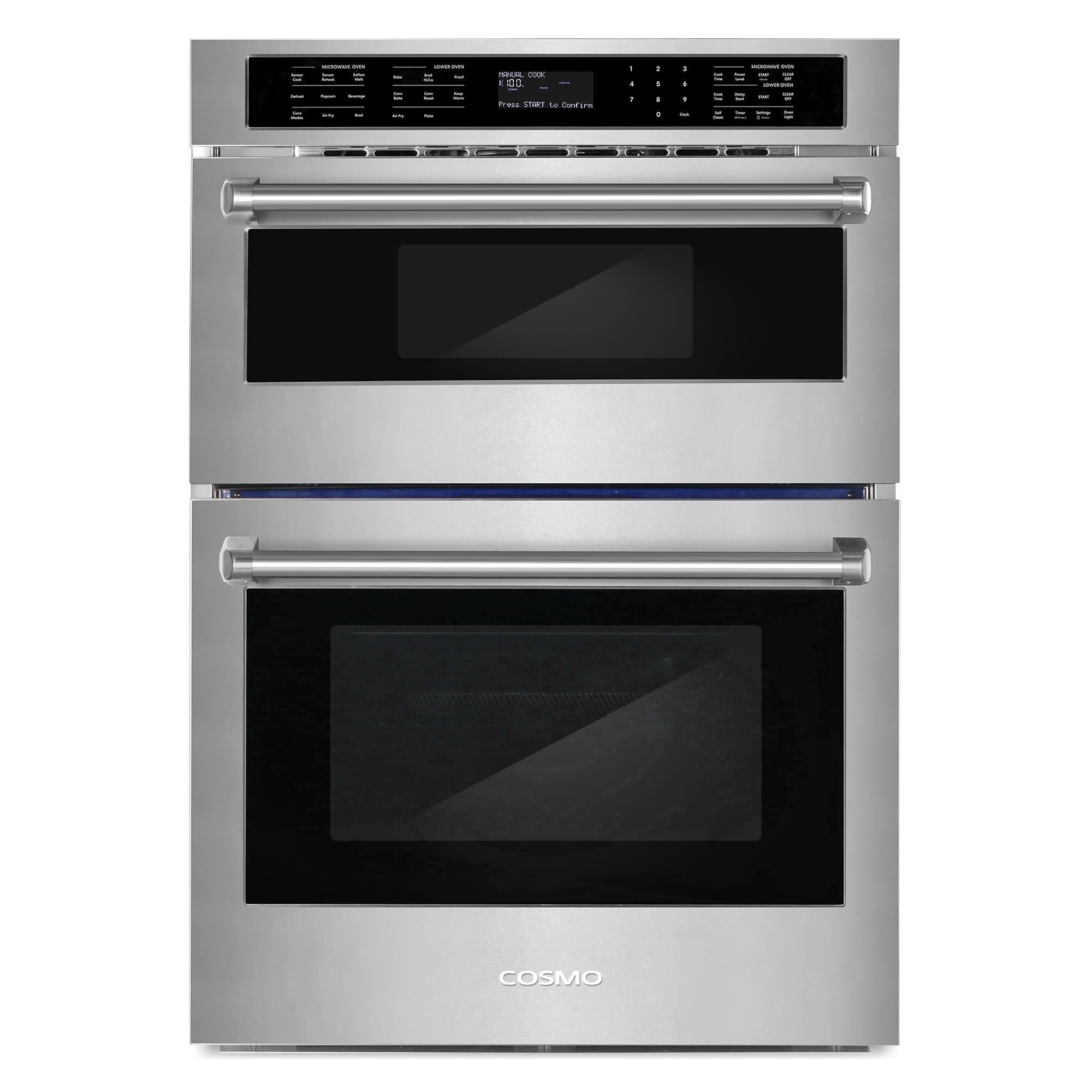 Cosmo 30 in. Regal Collection 4.8 / 1.6 cu. ft. Electric Microwave Wall Oven Combination, Air Fry, Convection, Stainless Steel