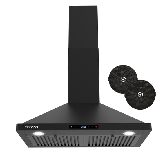 Cosmo 30 in. Vista Collection Ductless Wall Mount Range Hood, Touch Controls, LED Lights, Matte Black