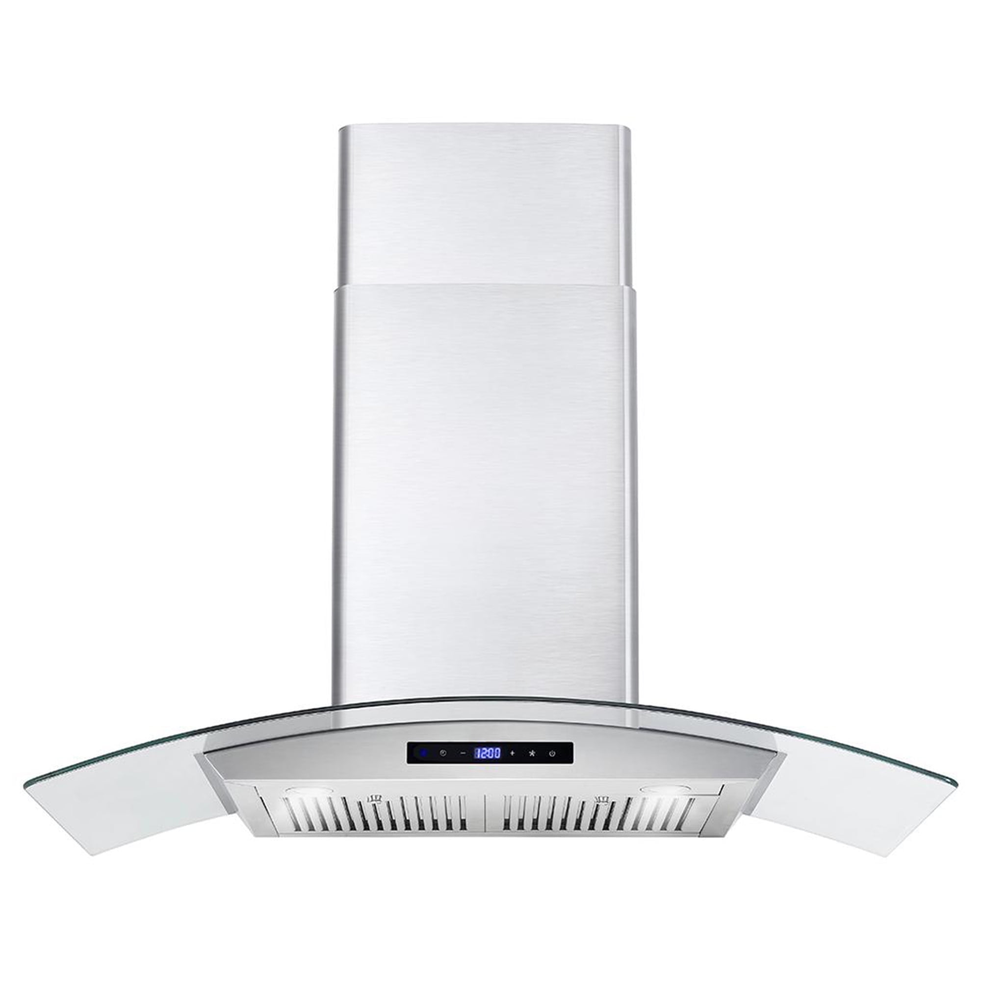 36" Stainless Steel Wall Mount Range Hood with Glass Canopy