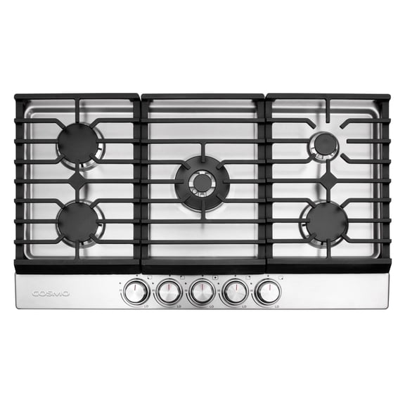 Cosmo 36 in. Haven Collection Drop-in Gas Cooktop with 5 Sealed Burners, Cast Iron Grates in Stainless Steel