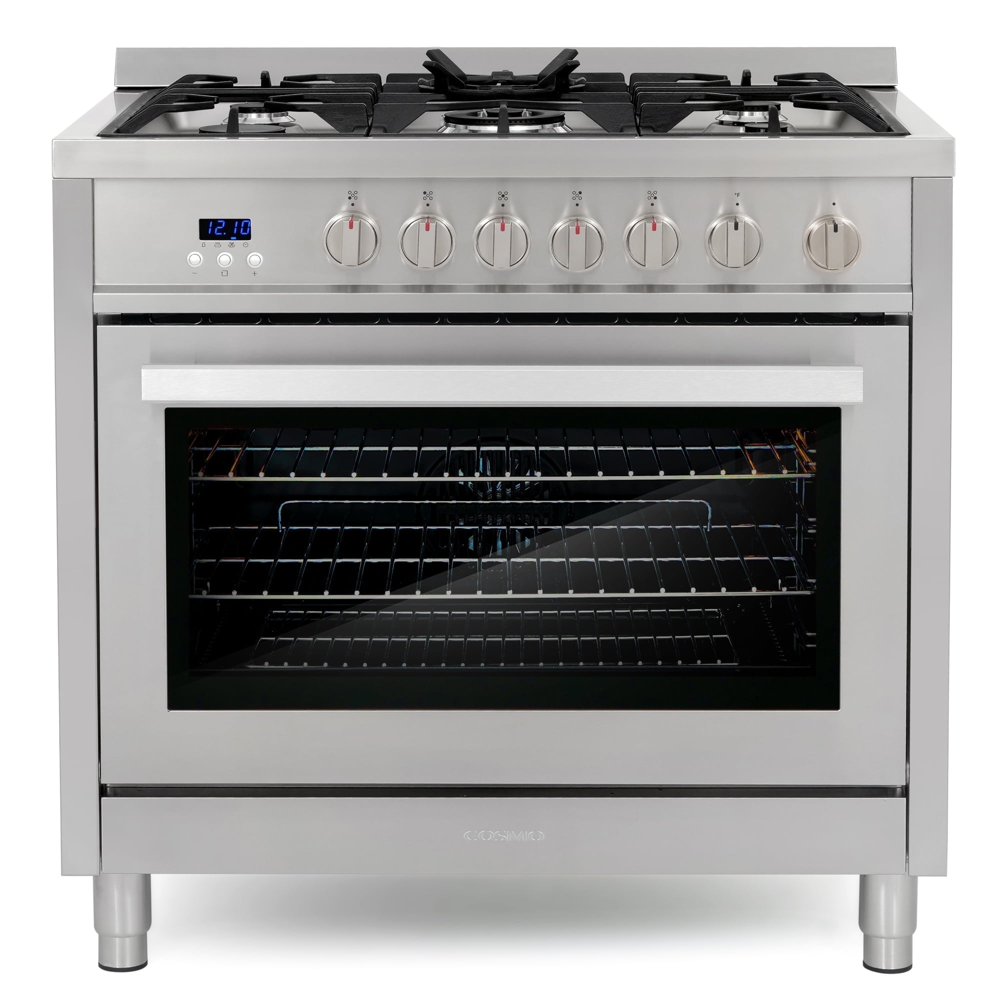 36'' Stainless Steel Gas Range with 5 Burners and Convection Oven
