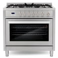 thumbnail image 1 of Cosmo 36 in. Nebula Collection 3.8 cu. ft. Gas Range, 5 Burners, Rapid Convection Oven, Cast Iron Grates in Stainless Steel, 1 of 13