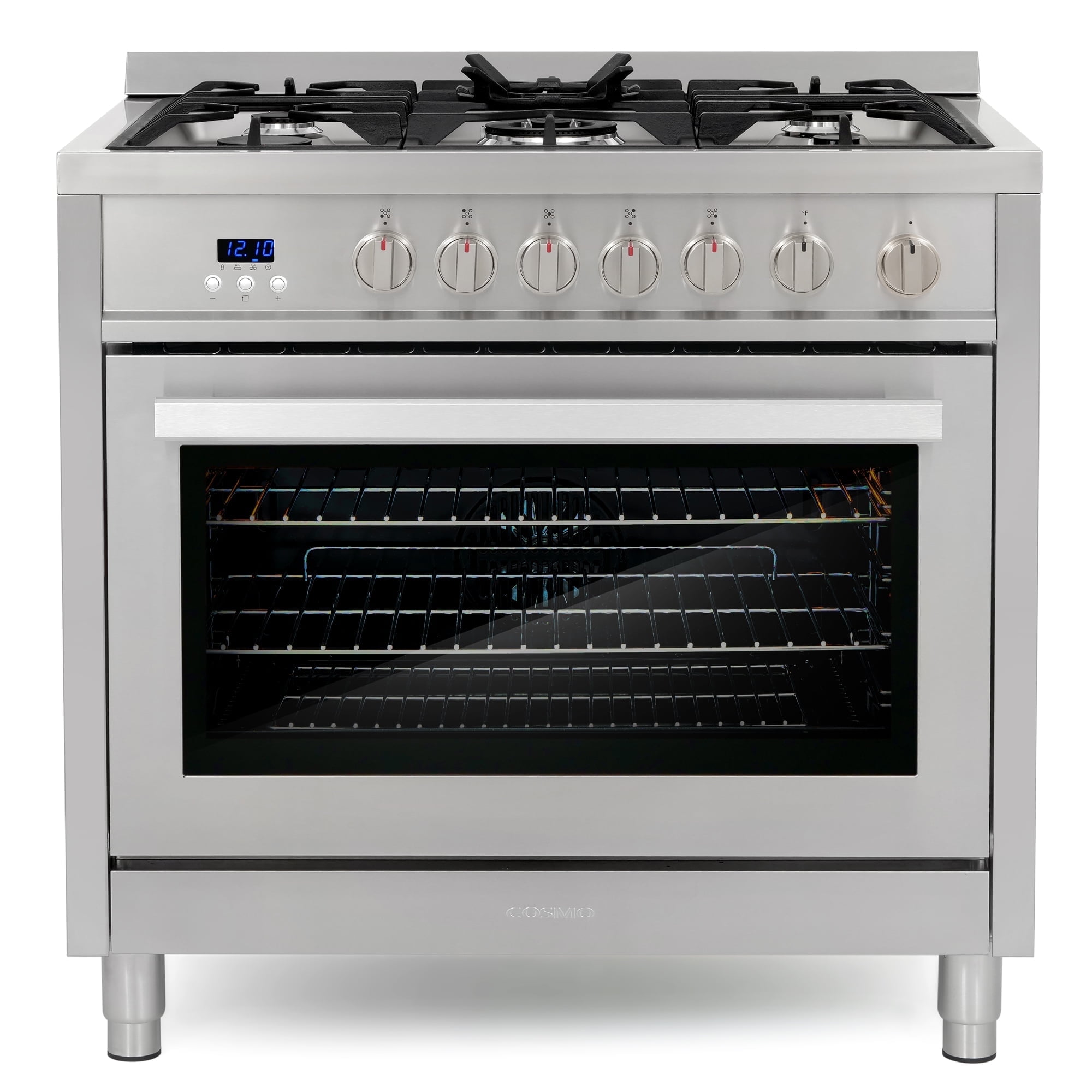 36'' Stainless Steel Gas Range with 5 Burners and Convection Oven